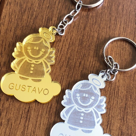 Chaveiro Anjinho Acrílico espelhado