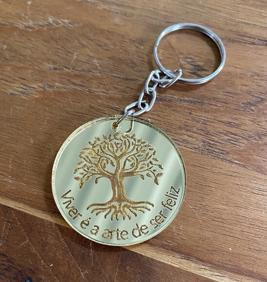 Chaveiro Arvore da Vida em Acríilico Dourado