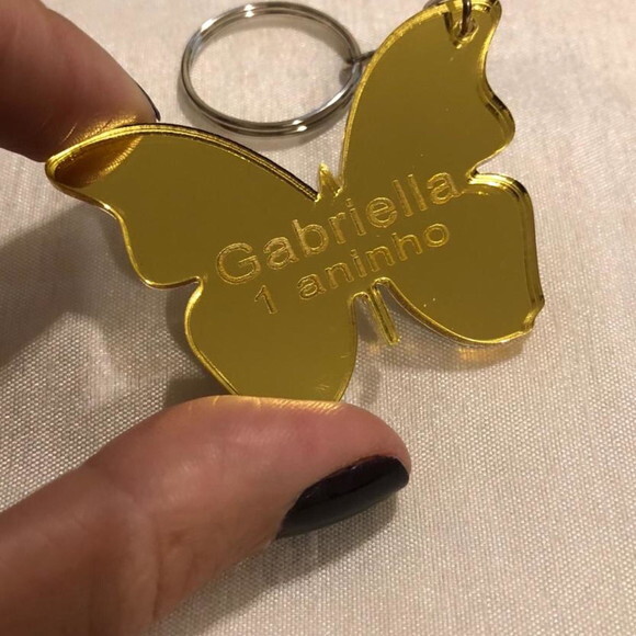 Chaveiro Borboleta Acrílico Espelhado
