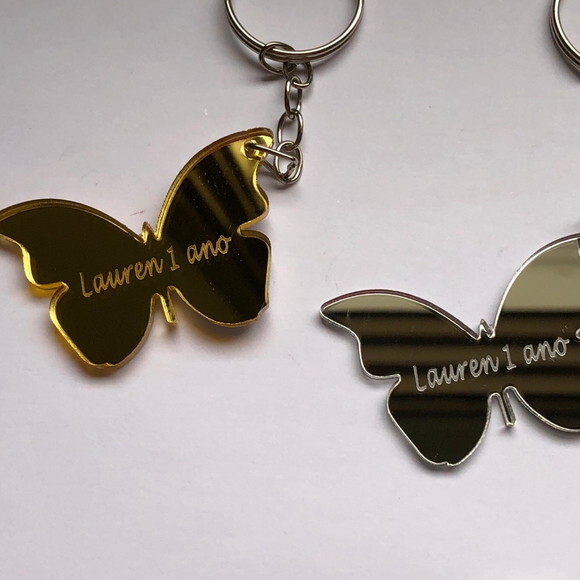 Chaveiro Borboleta Acrílico Espelhado