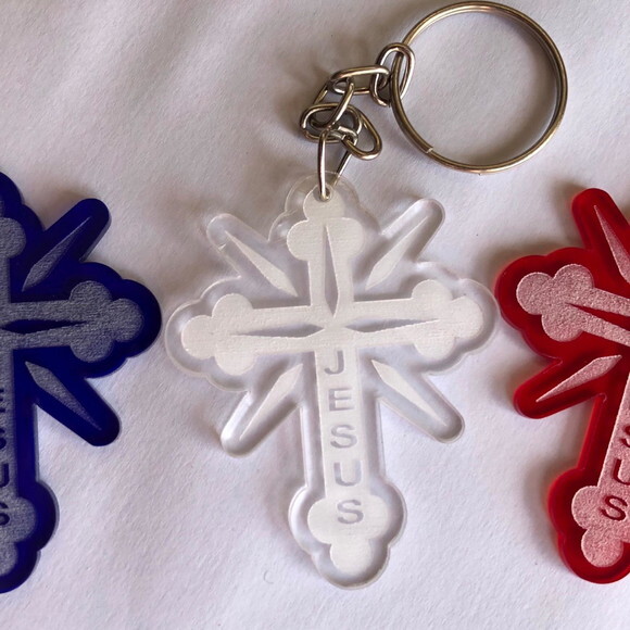 Chaveiro Crucifixo Decorado Acrílico