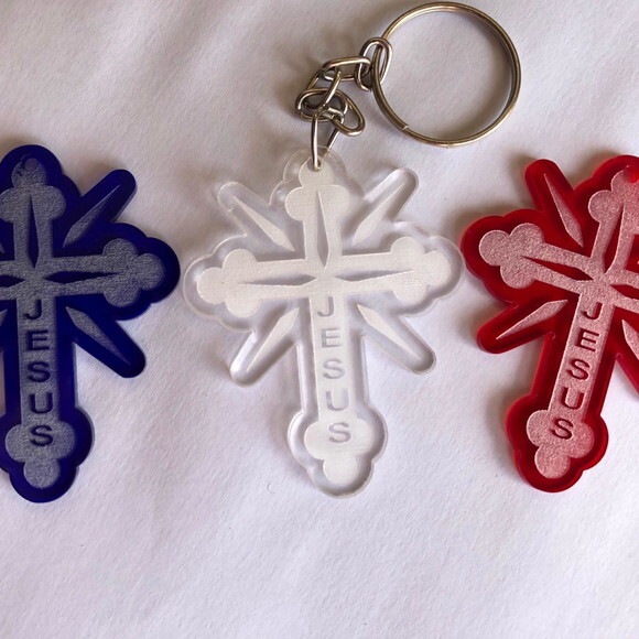 Chaveiro Crucifixo Decorado Acrílico