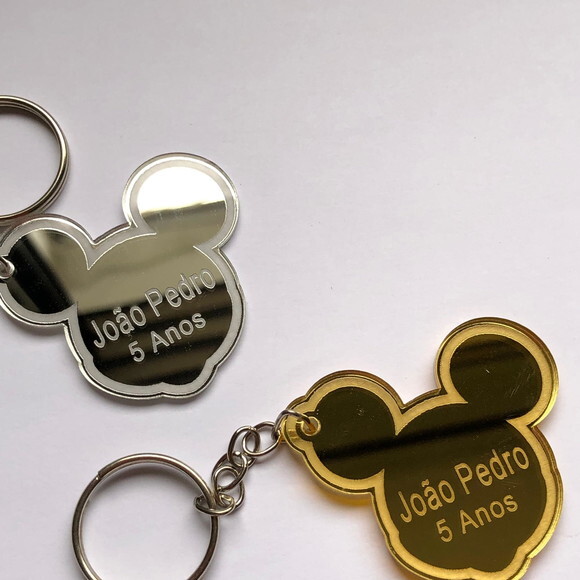 Chaveiro Mickey Acrílico Espelhado