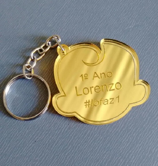 Chaveiro Poderoso Chefinho Acrílico Espelhado -prata/dourado