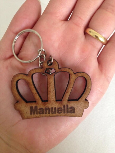 Kit chaveiro modelo Coroa feminino 2 MDF