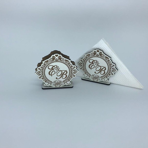 Porta guardanapo Monograma MDF branco
