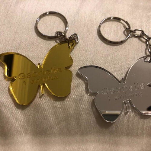 Chaveiro Borboleta Acrílico Espelhado