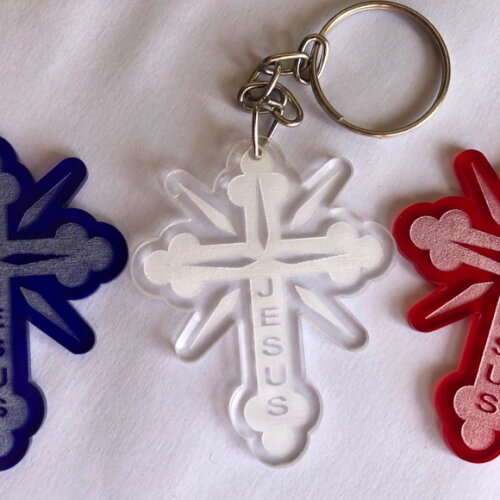 Chaveiro Crucifixo Decorado Acrílico