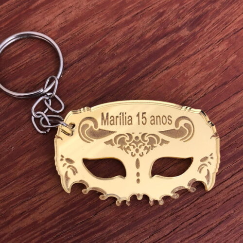 Chaveiro Máscara com Nome Acrílico Espelhado