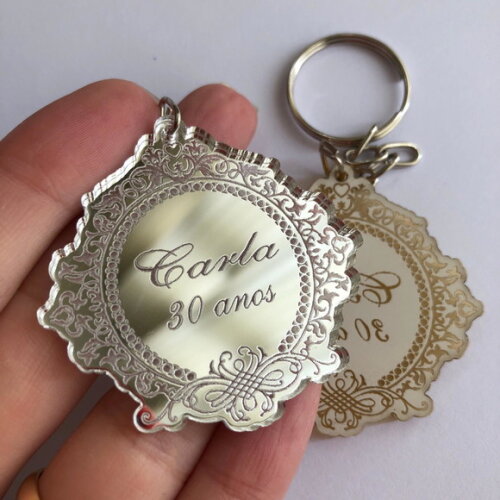 Chaveiros Monograma Casamento Espelhado