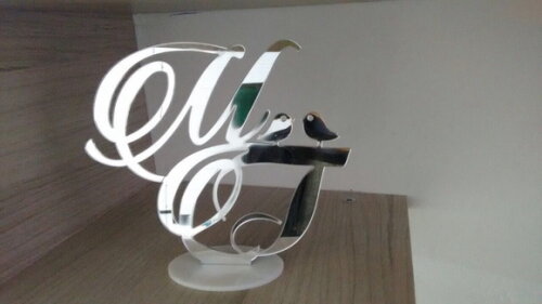 Topo de bolo acrílico espelhado