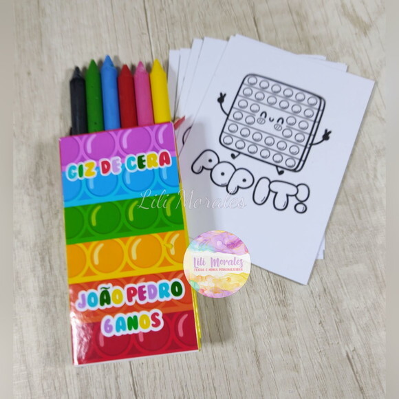 Kit Giz e Cartões para Colorir Pop It