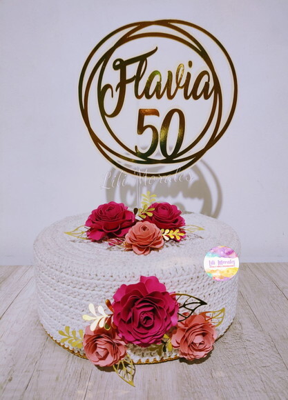 Topo Bolo Circular Flores
