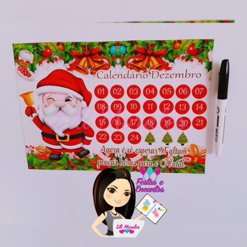 Calendario Contagem de Dias para o Natal Imantado c/ caneta