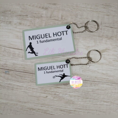 Kit 02 Tags Chaveiro Escolar Futebol Mod 10