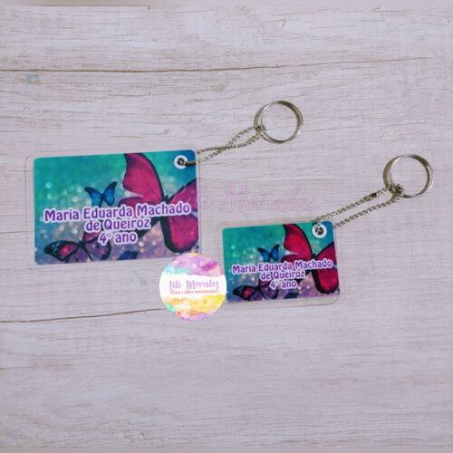 Kit 02 Tags Chaveiro Escolar Borboleta