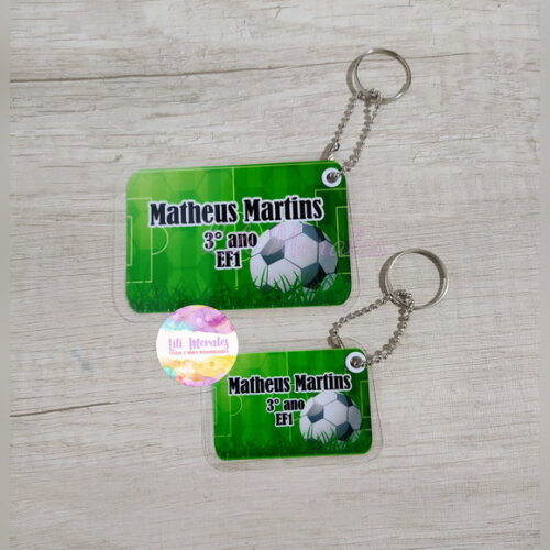 Kit 02 Tags Chaveiro Escolar Futebol Mod 09
