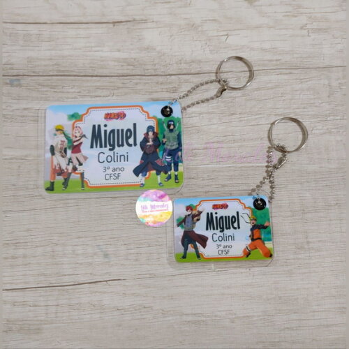 Kit 02 Tags Chaveiro Escolar Naruto