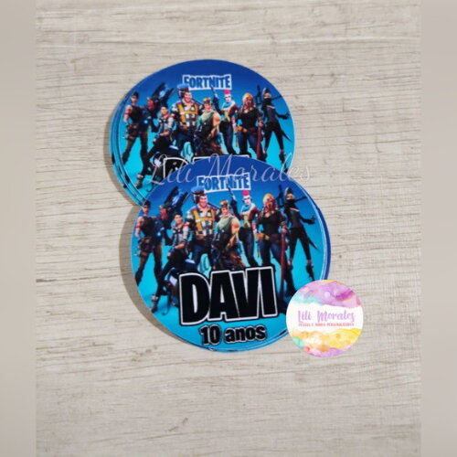 Kit C/ 15 Adesivos Redondos 7cm Fortnite