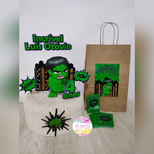 Kit Festa Escola 01 Sacolinha Hulk (21 Itens)