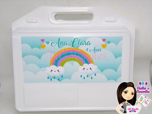 Maleta Lanche Chuva de Amor Azul