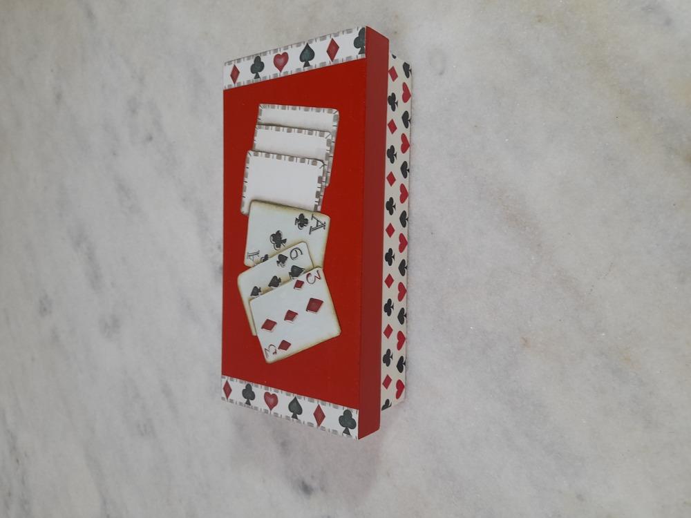 Caixa em mdf para Baralho Vermelha e Branca duas divisórias