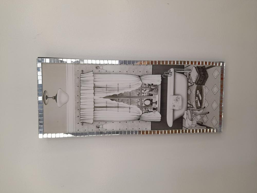 Quadro para Lavabo em mdf Preto Decorado