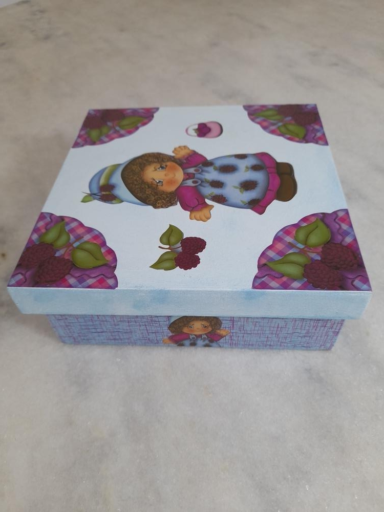 Caixa em mdf para Bijuteria Infantil Azul sem Divisória