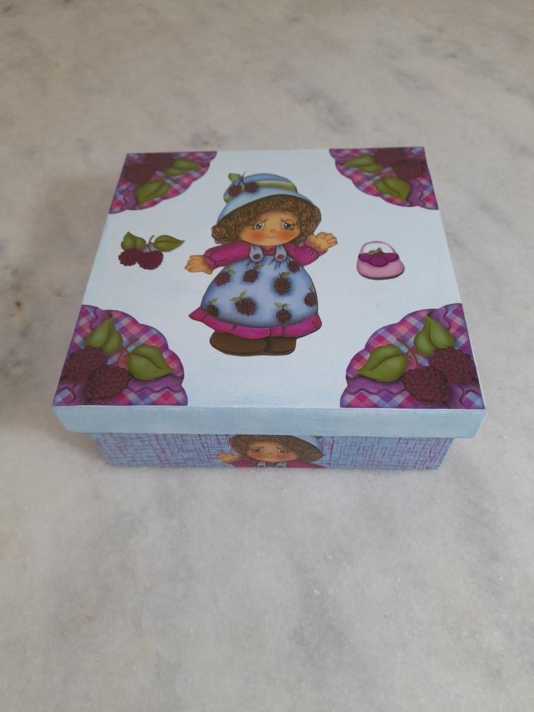 Caixa em mdf para Bijuteria Infantil Azul sem Divisória