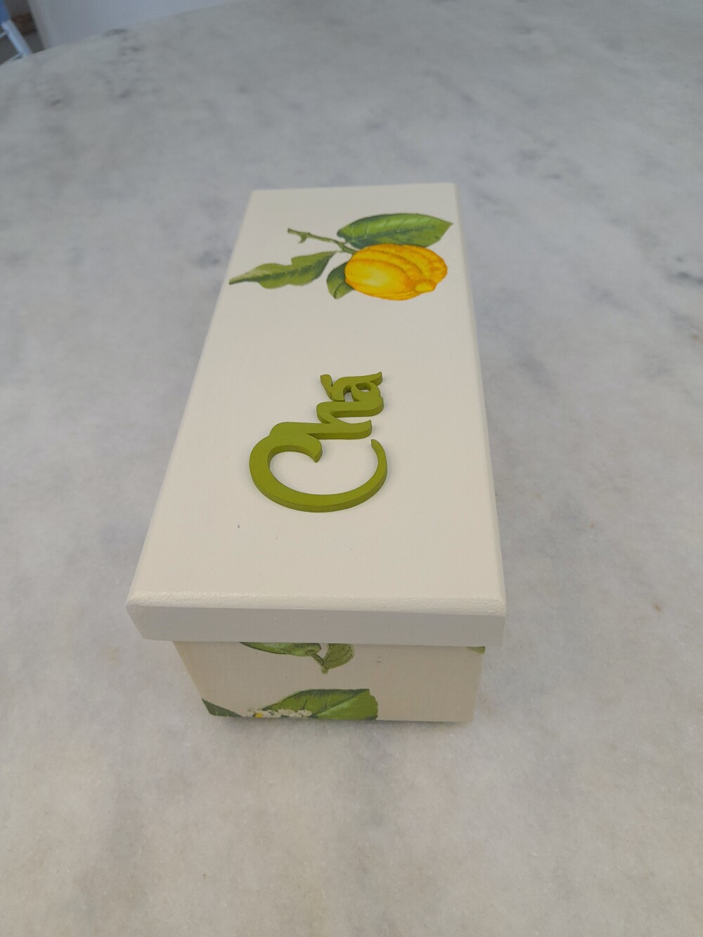 Caixa para chá nas cores mineral , verde e amarelo c/3 div