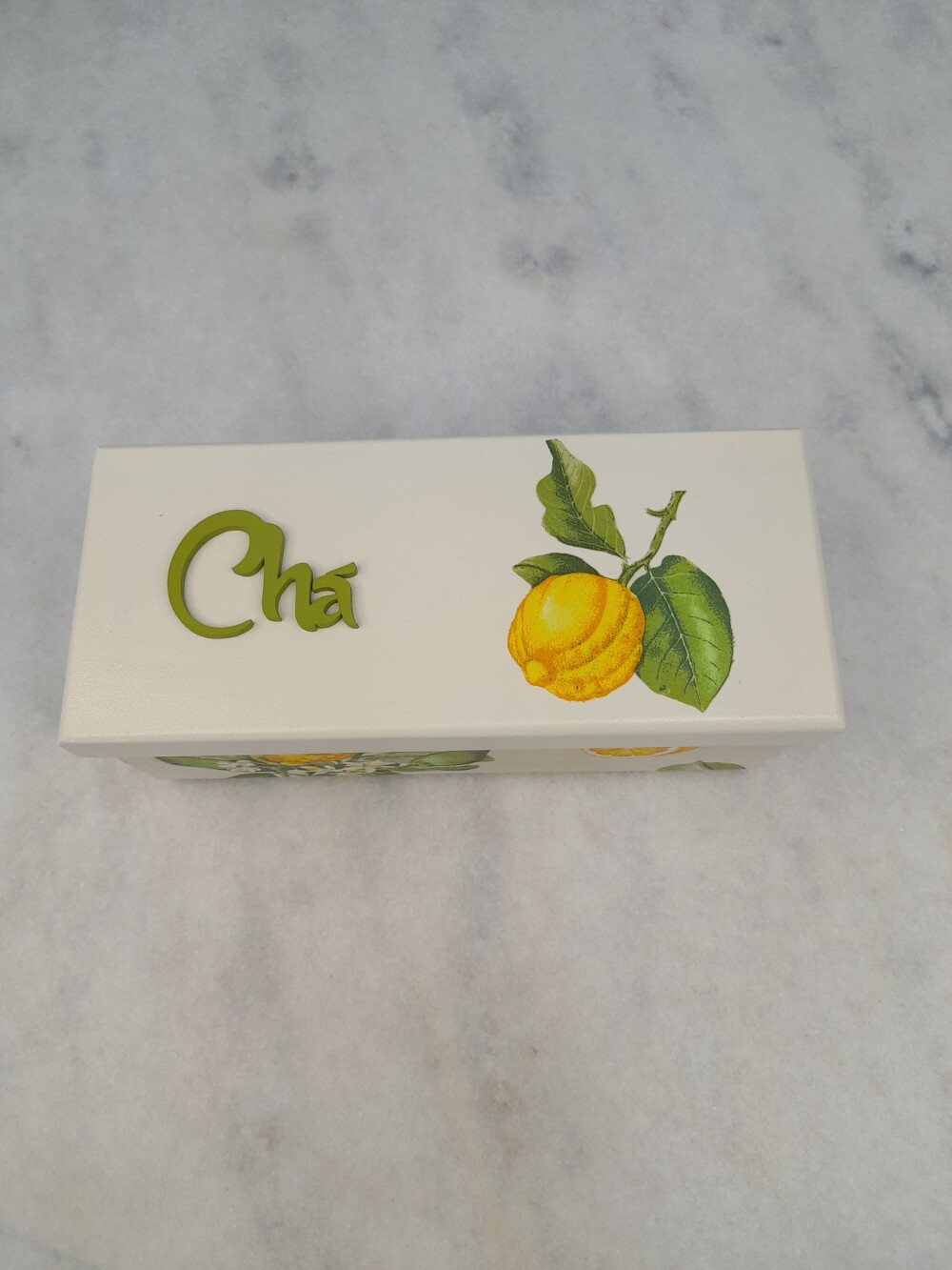 Caixa para chá nas cores mineral , verde e amarelo c/3 div