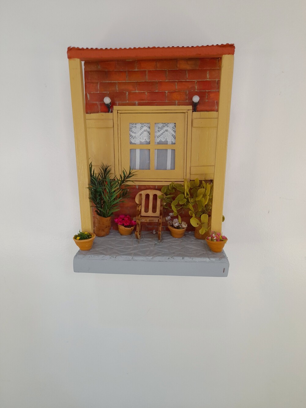 Quadro de mdf imagem de varanda com cadeira de balanço