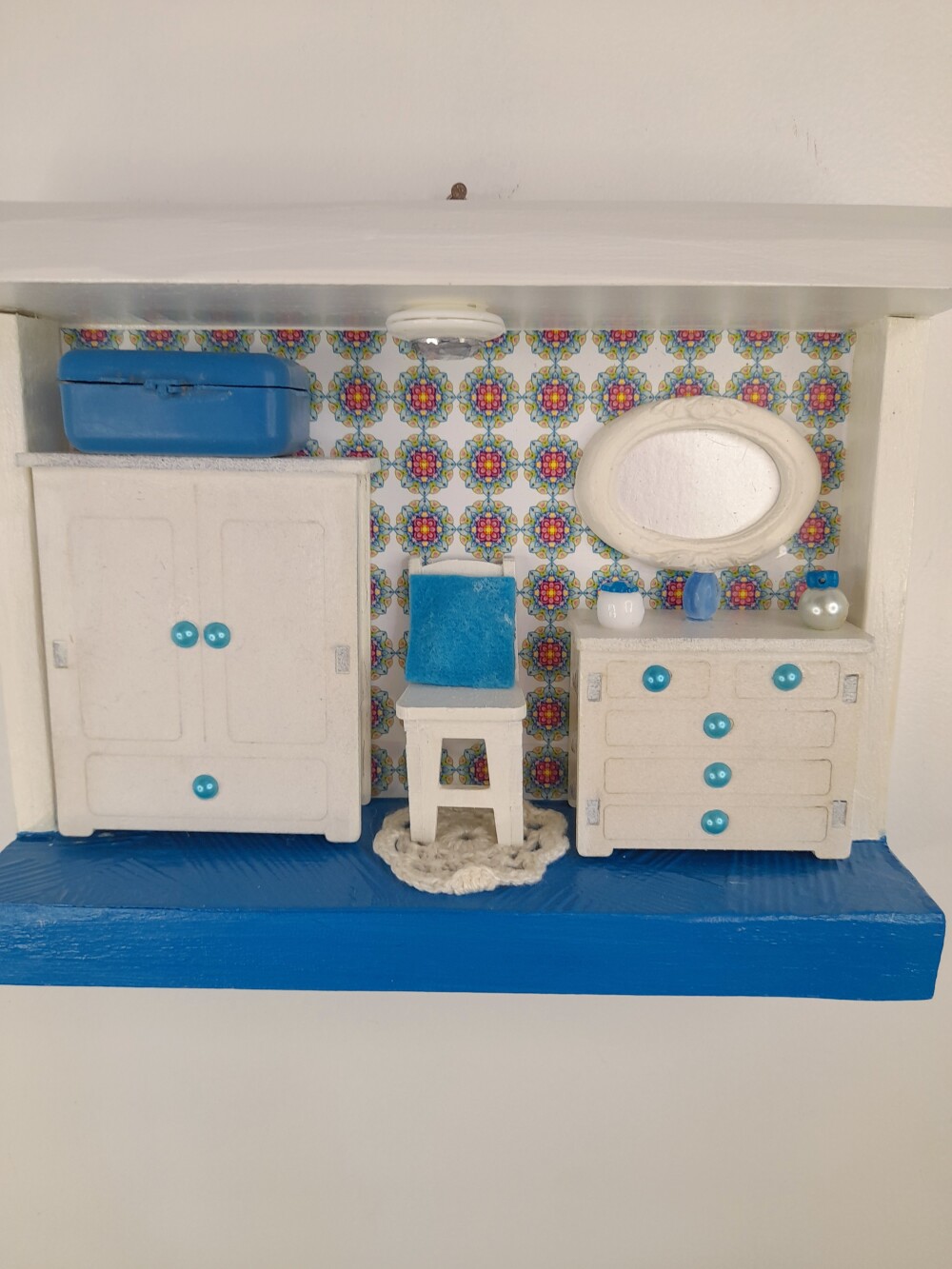 Quadro em mdf branco e azul Imagem de quarto decorado