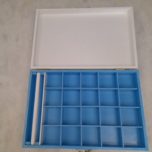 Caixa em mdf para joia / biju branca e azul detalhe floral