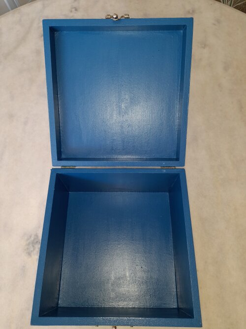 Caixa bau azul decorado sem divisória