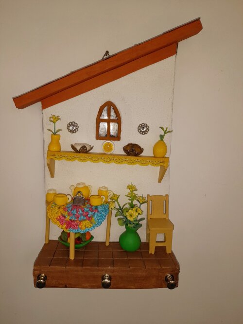 Porta chave de madeira cenário cozinha