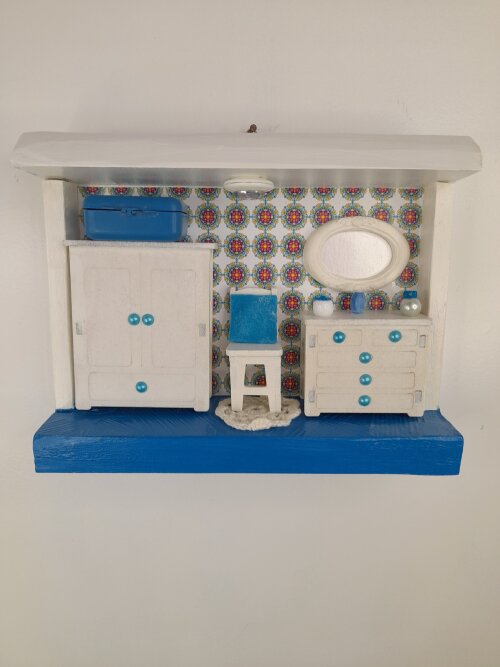 Quadro em mdf branco e azul Imagem de quarto decorado