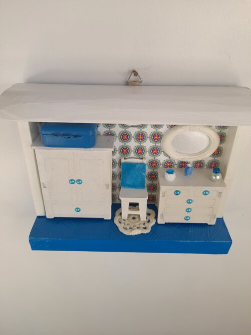Quadro em mdf branco e azul Imagem de quarto decorado