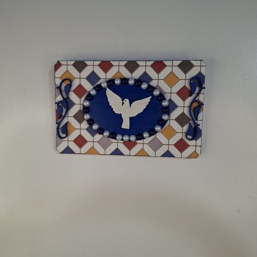 Divino em Quadro de mdf Azul Marinho e Colorido