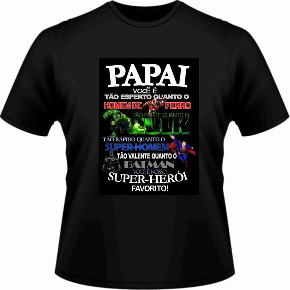 Camisa Preta Papai Estampa com OBM 100% Algodão