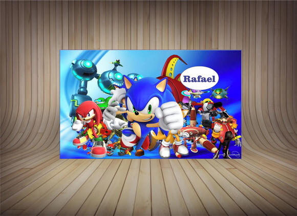 Convite com Imã Sonic e Mario Bros