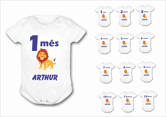 Kit com 12 body Mesversário personalizado