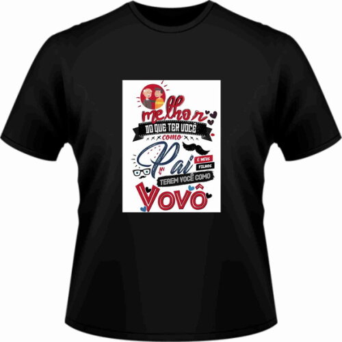 Camisa Preta Dia dos Pais Vovô Estampa com OBM 100% Algodão