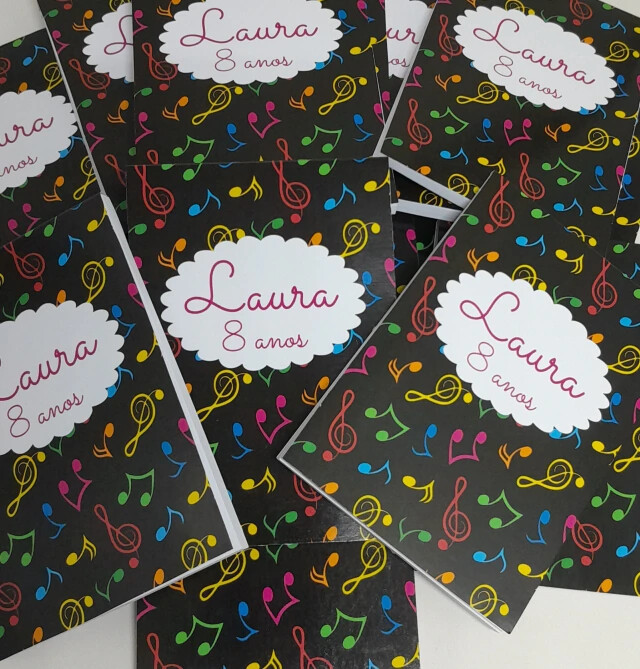 Kit 20 Lembrancinhas Bloquinho com Lápis Notas Musicais - Vário