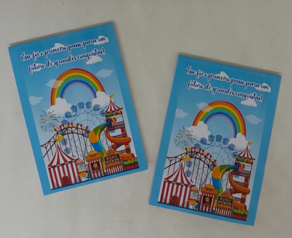 Kit 20 Lembrancinhas Bloquinho com Lápis Parque de Diversões - 