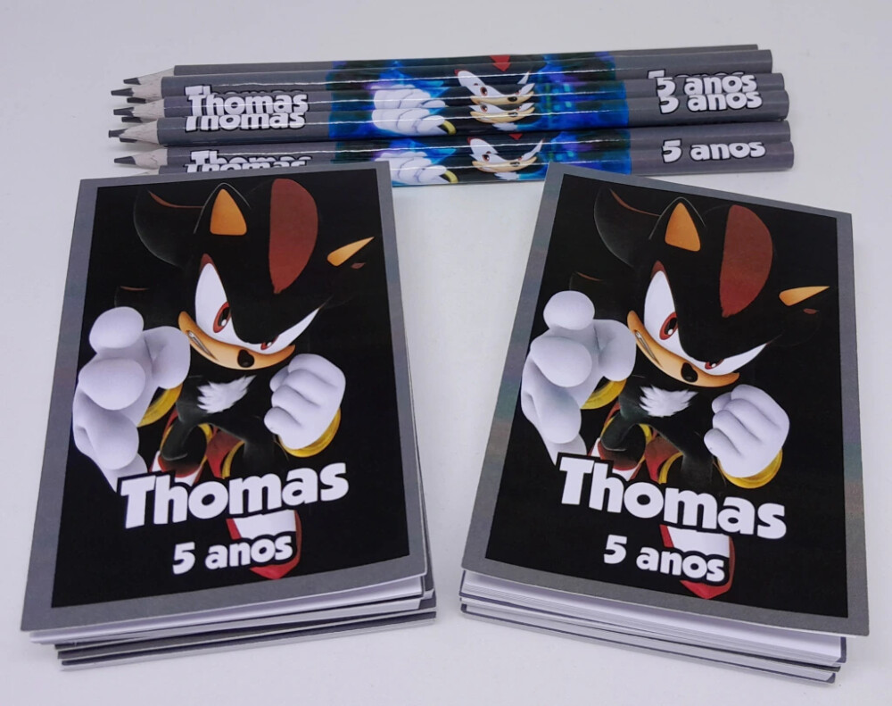 Kit 20 Lembrancinhas Bloquinho com Lápis Sonic - Vários Temas D