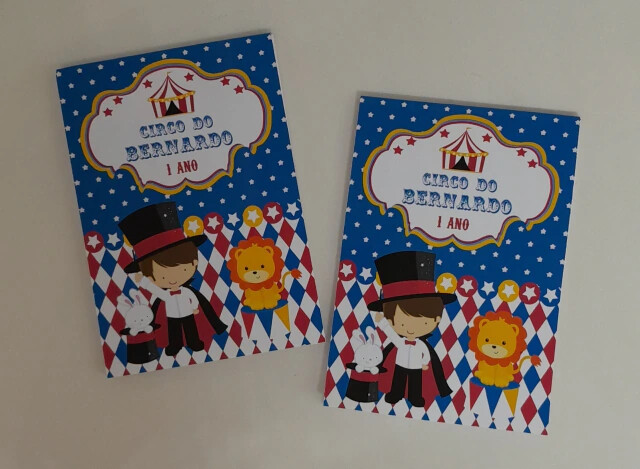 Kit 20 Lembrancinhas Bloquinho com Lápis Circo - Vários Temas D