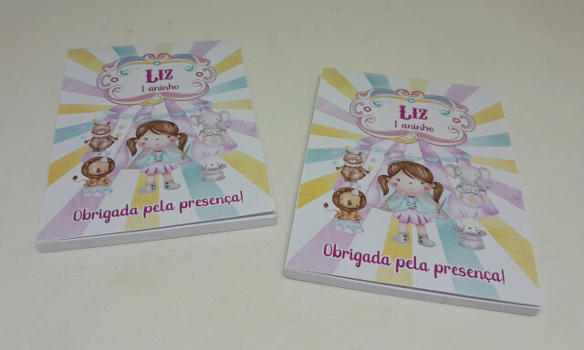 Kit 20 Lembrancinhas Bloquinho com Lápis Circo Rosa - Vários Te