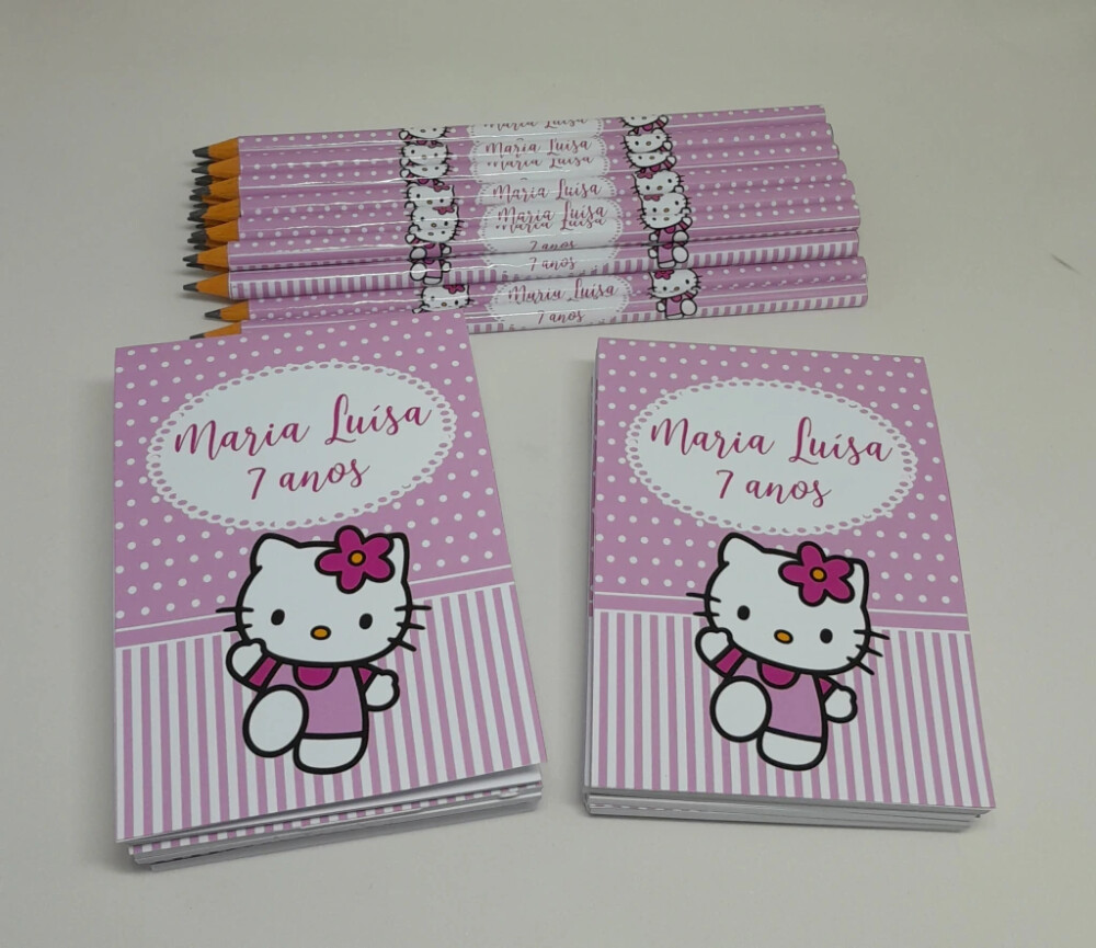 Kit 20 Lembrancinhas Bloquinho com Lápis Hello Kitty - Vários T
