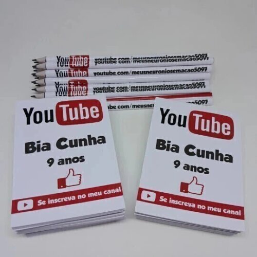 Kit 20 Lembrancinhas Bloquinho com Lápis You Tube - Vários Temas Disponíveis